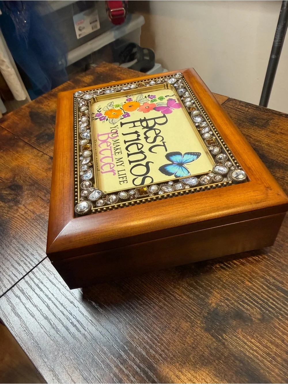 Best Friends Decorative Wood Photo Frame with Embellished Trim Brown NEW